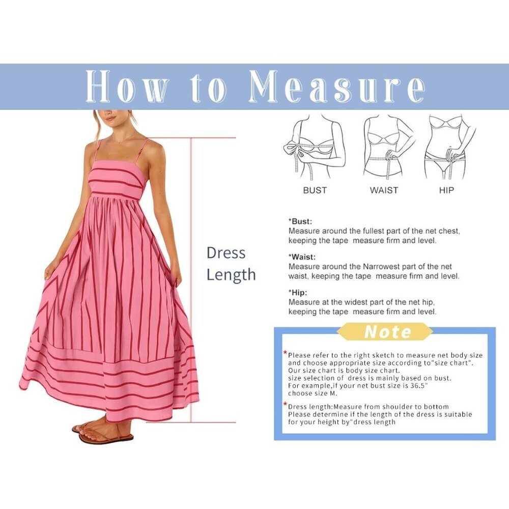 Women's Wide Blue White Striped Back Smocked Spaghetti Strap Cut Out Maxi Dress - Picture 7 of 7